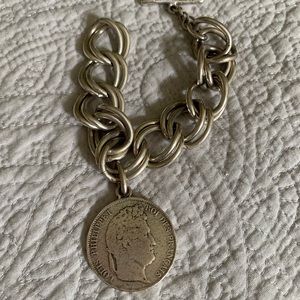 Silver Coin Toggle Bracelet